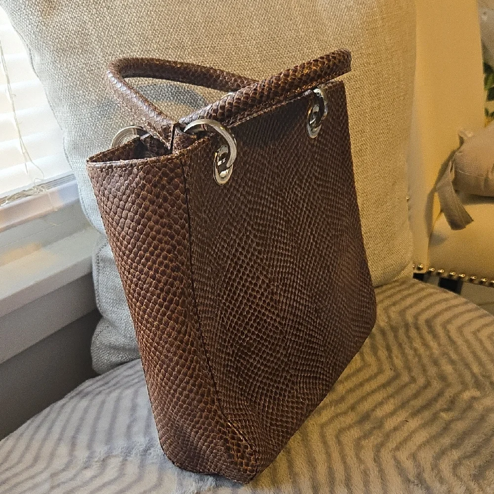 Talbots Textured Snake Skin Brown Handbag 🤎 - Picture 7 of 9